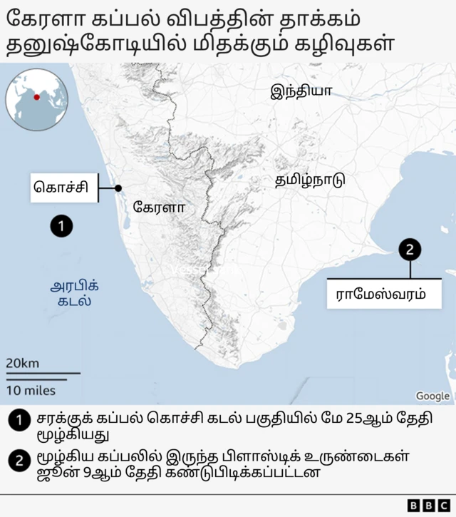 கேரள கடலில் மூழ்கிய சரக்குக் கப்பல்: தனுஷ்கோடி பகுதிக்குப் புதிய அபாயம் – என்ன நடக்கிறது?