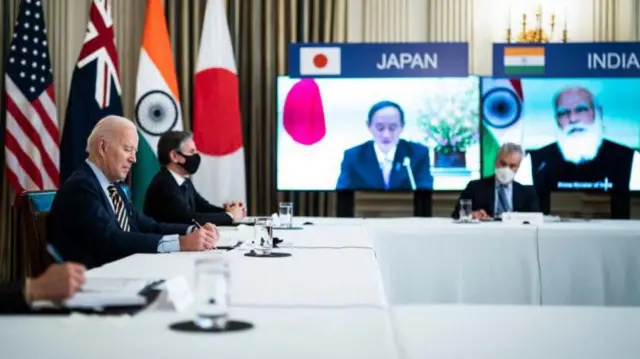 কোয়াড সামরিক জোটে যুক্তরাষ্ট্রের সঙ্গে আছে জাপান, ভারত এবং অস্ট্রেলিয়া।
