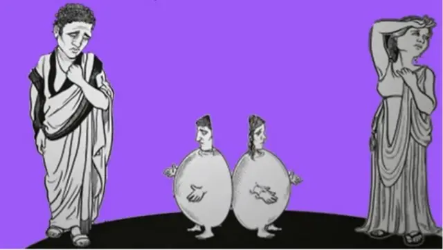 Illustration montrant hommes et femmes séparés