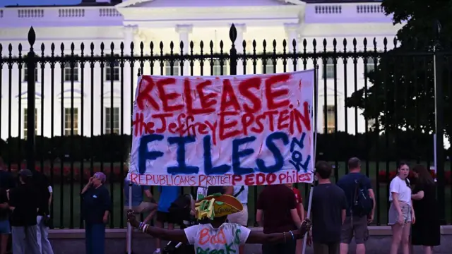 Протестующий с плакатом у Белого дома