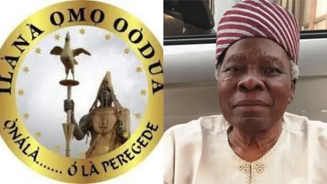 Aworan Ilana Omo Oodua ati ti alaga ẹgbẹ naa tẹlẹ Ọjọgbọn BAnji Akintoye