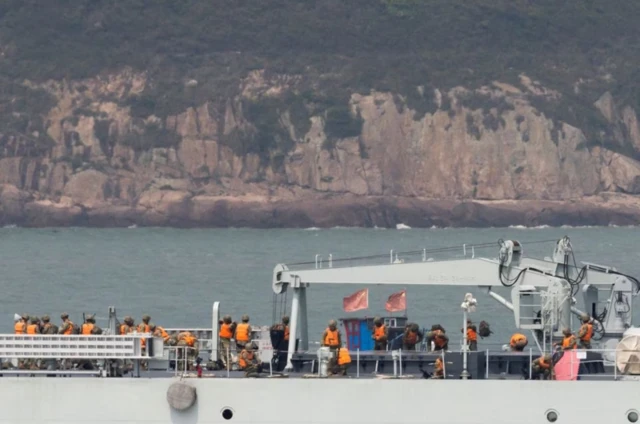 Một tàu chiến Trung Quốc tham gia tập trận gần quần đảo Mã Tổ do Đài Loan kiểm soát, ảnh vào ngày 08/04/2023