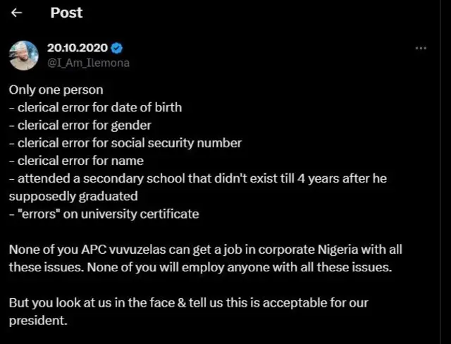 Reaction to Tinubu certificate