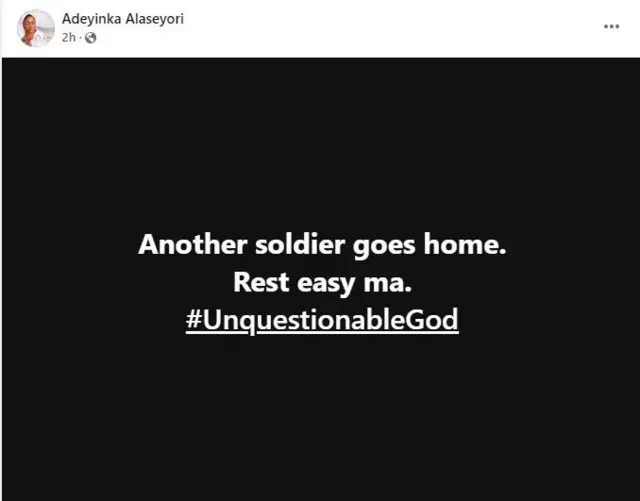 Adeyinka Alaseyori kede iku akọrin ẹmi