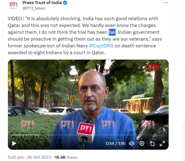 भारतीय नेवी के पूर्व प्रवक्ता कैप्टन डीके शर्मा