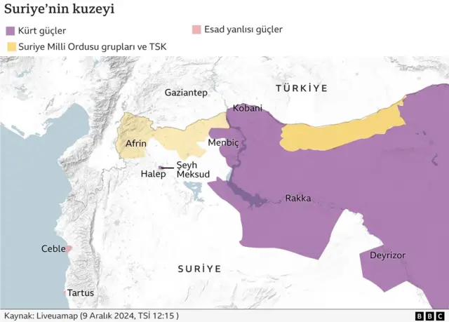 Suriye'nin kuzeyindeki çatışmalar haritası 