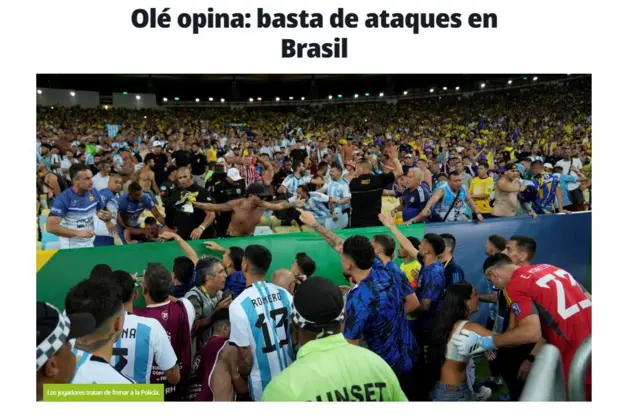 Reproduçãoeditorial do jornal esportivo Olé 