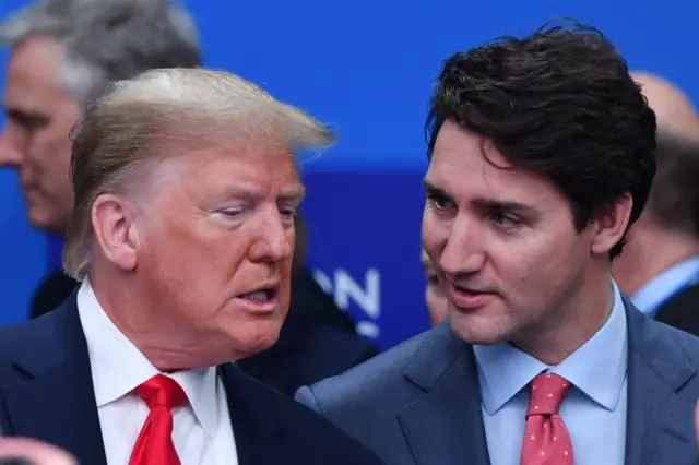 Perdana Menteri Kanada Justin Trudeau dan Presiden AS Donald Trump.