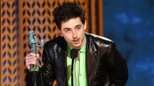 Timothée Chalamet win best actor for Di Screen Actors Guild for acting as Bob Dylan for A Complete Unknown