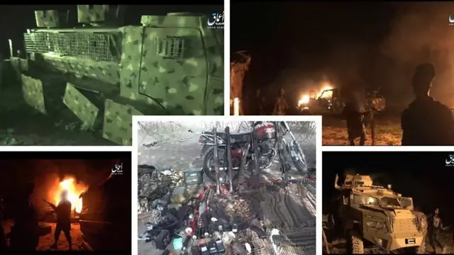 The Amaq footage claimed to show ISWAP militants raiding the Gajiram military site