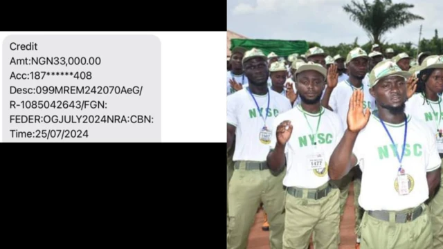 Screen grab of NYSC allowance month of July and foto of NYSC corp members for parade ground 