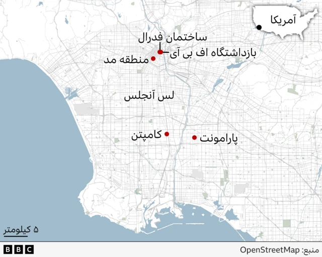 نقشه اعتراض‌های لس آنجلس