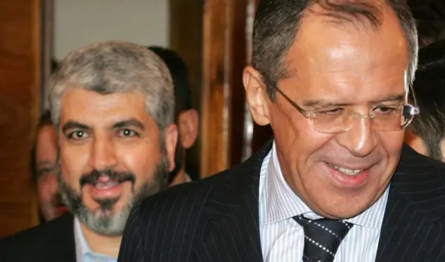 Орусиянын тышкы иштер министри Сергей Лавров жана ХАМАСтын саясий лидери Халед Машаль Москвада, 2007-ж