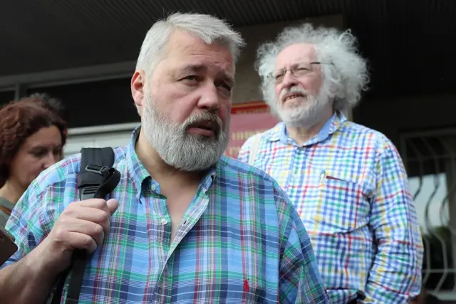 Издатель "Новой газеты" Дмитрий Муратов и главный редактор радиостанции "Эхо Москвы" Алексей Венедиктов