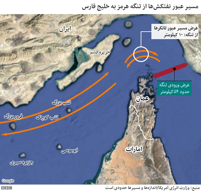 نقشه هوایی تنگه هرمز