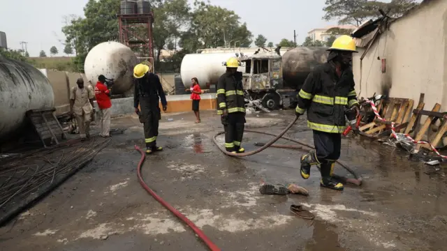 Lagos gas station catch fire