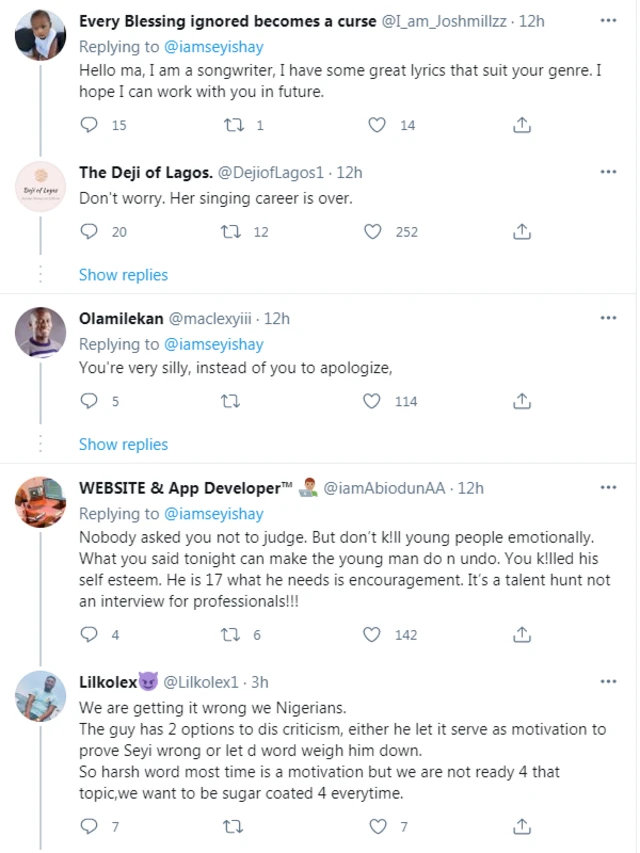 Reactions to Seyi Shay comment on Nigerian Idol