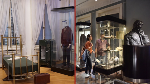 Cama que Tesla usougalaxyno no depositexposição no museu