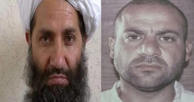 زعيم تنظيم الدولة أبو إبراهيم الهاشمي القرشي، (يمين) وزعيم حركة طالبان هبة الله أخوند زاده