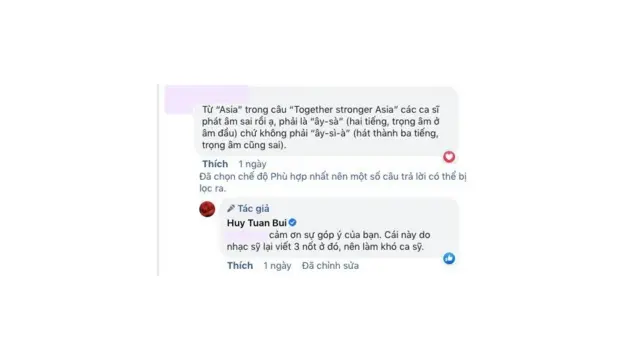 Ảnh chụp màn hình Facebook nhạc sĩ Huy Tuấn