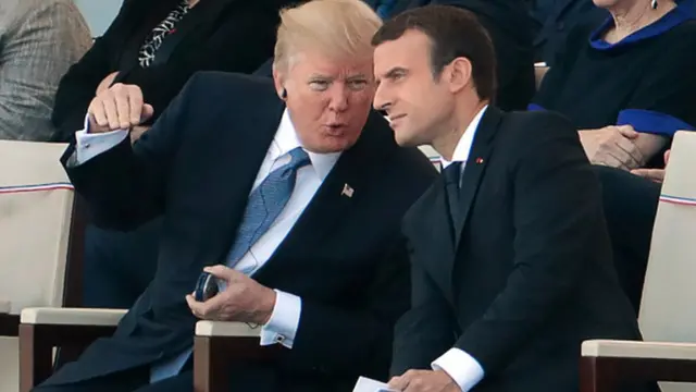 Emmanuel Macron et Donald Trump au défilé du vendredi 14 juillet 2017 à Paris