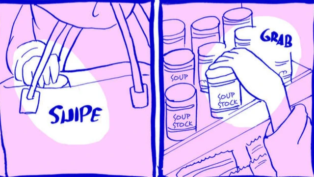 Scene from Diary of My Daily Failures showing Kobayashi shoplifting