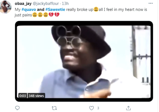 Screenshot of twitter reaction