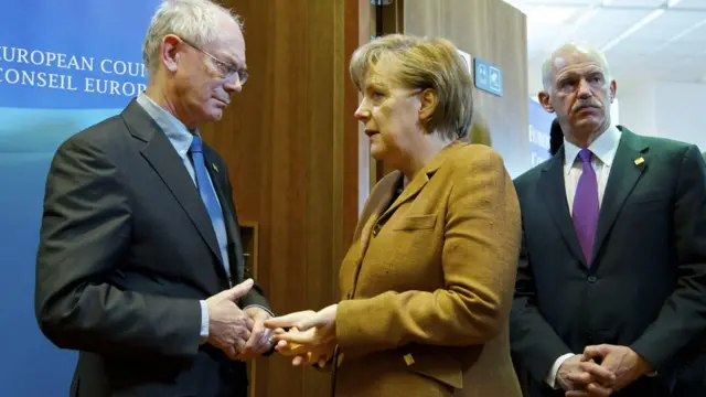 Херман ван Ромпей, ангела Меркель и Джорджио Папандреу