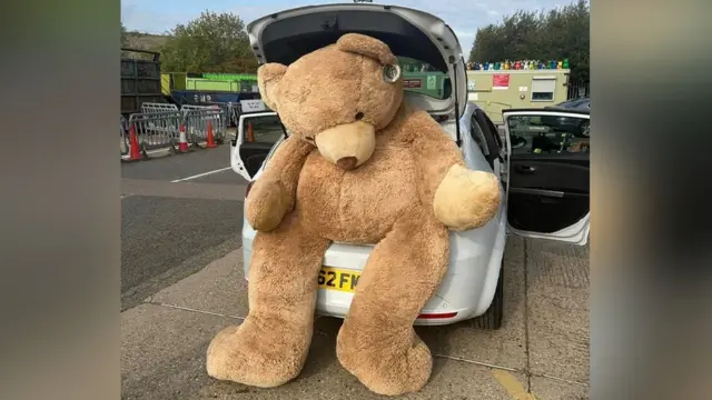 Huge teddy bear rescued from waste tip near Cambridge BBC News