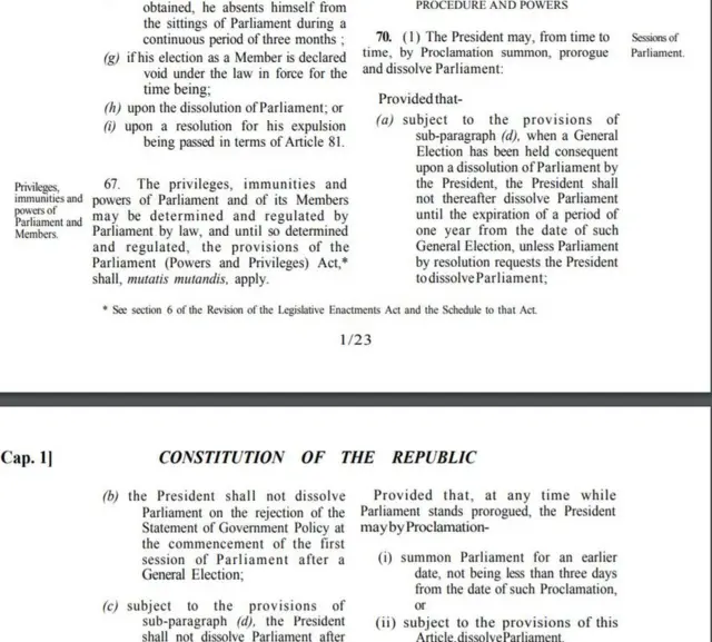 ආණ්ඩුක්‍රම ව්‍යවස්ථාවේ 70 වෙනි වගන්තිය