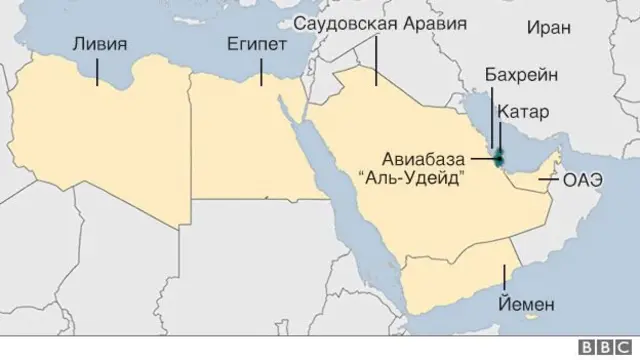 Карта, показывающая Катар и другие страны региона