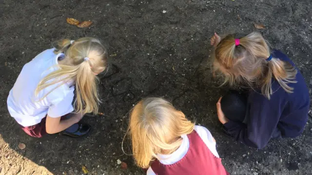 Лиза играет с другими девочками