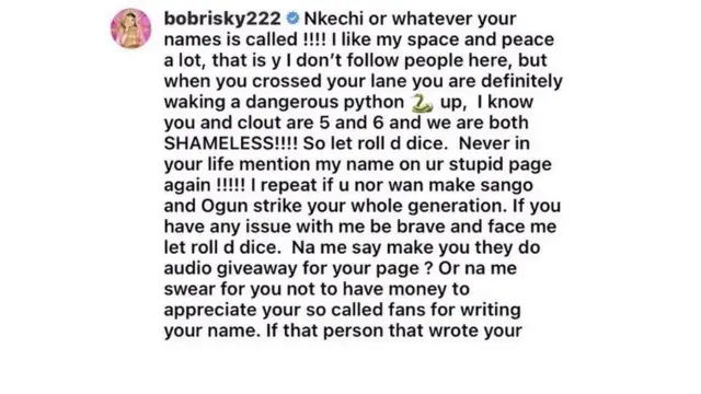 Nkechi Blesssing: Kílo di ìjà láàrín àwọn gbájúgbajà méjì lójú òpó Instagram