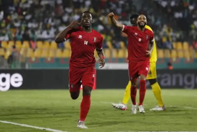 Equatorial Guinea players celebrate goal
