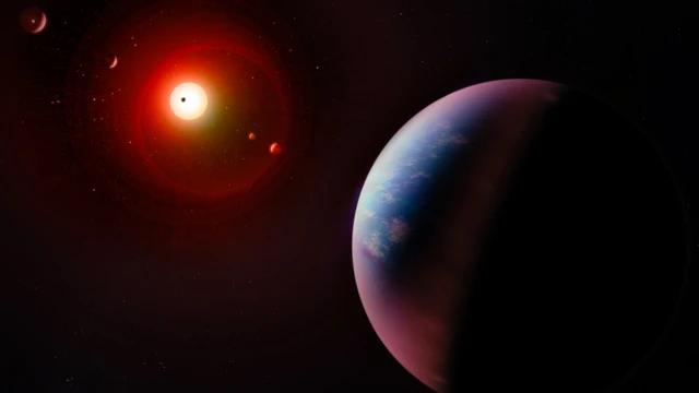 Экзопланета на фоне своей звезды