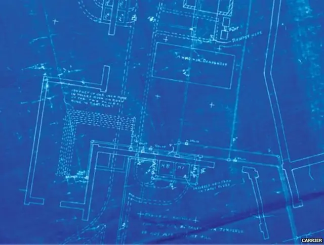 कॅरीअर यांनी सॅकेट आणि विलहेल्मस कंपनीसाठी बनवलेलं डिझाईनचे रेखाचित्र