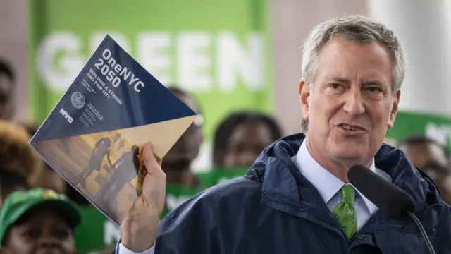 Bill de Blasio em evento em Nova York