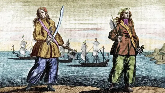Un dibujo de Anne Bonny y Mary Reid