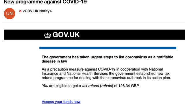 Screenshot of email tax scam
