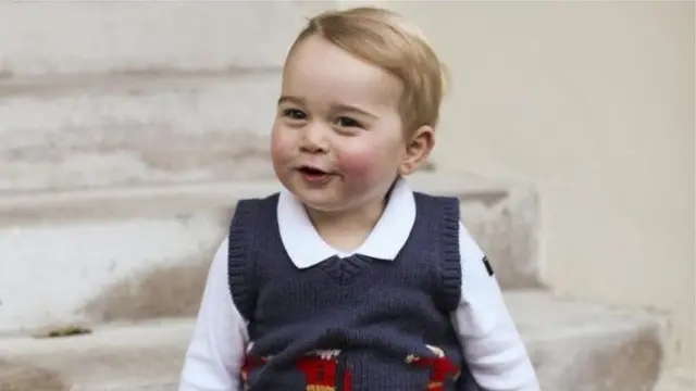 Taken in November 2014, the Duke and Duchess of Cambridge released several official photographs of Prince George ahead of Christmas. Here, he is sitting on the steps of a courtyard at Kensington Palace.