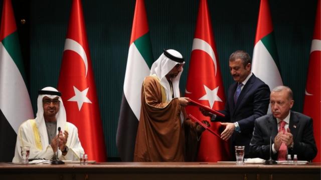 إردوغان وبن زايد يحضران مراسم توقيع اتفاقات اقتصادية بين البلدين