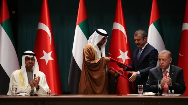 إردوغان وبن زايد يحضران مراسم توقيع اتفاقات اقتصادية بين البلدين