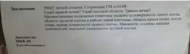 Медичне заключення після звільнення Дмитра Житька.