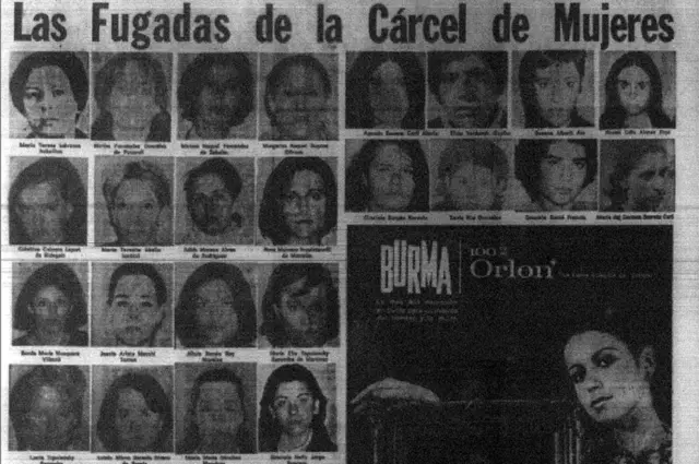 Fotos das fugitivas expostas no El Diario, com Lucía Topolansky no canto inferior esquerdo