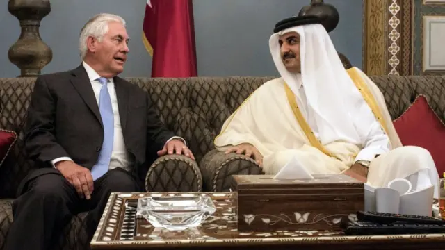 تمیم بن حمد آل ثانی امیر قطر و رکس تیلرسون