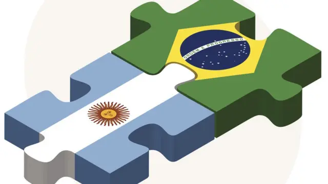 Ilustração mostra duas peçasaposta campeao copa do mundo 2024quebra-cabeça encaixadas, uma estampando bandeira argentina e outra brasileira