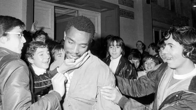 Laurie Cunningham with West Brom fans