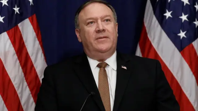 US Secretary of State Mike Pompeo speaks during a news conference f