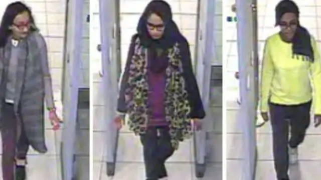 পূর্ব লন্ডন থেকে পালিয়ে সিরিয়ায় যাবার সময় বিমান বন্দরের সিসিটিভি ক্যামেরায় শামীমা বেগম ও তার দুই সঙ্গী