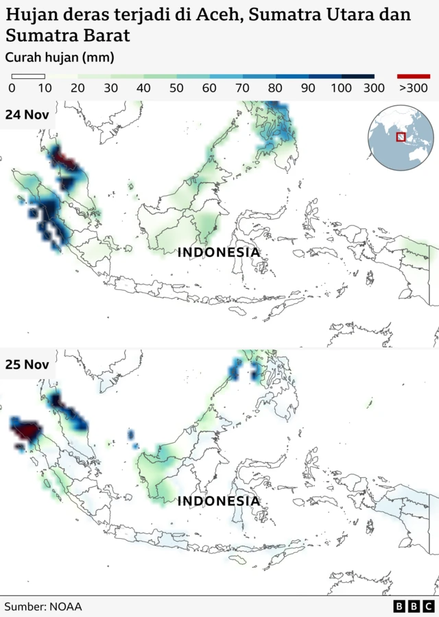 Curah hujan akibat Siklon Senyar